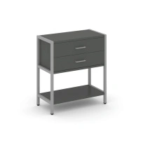 Односекционный стеллаж двухярусный с ящиками Shelf System SN.STM-212 Тиквуд Светлый/Металл Серый 810×400×879