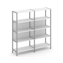 Двухсекционный стеллаж четырехъярусный Shelf System SN.STM-421 Тиквуд Светлый/Металл Серый 1590×400×1613