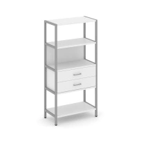 Односекционный стеллаж четырехъярусный с ящиками Shelf System SN.STM-412 Тиквуд Светлый/Металл Серый 810×400×1613