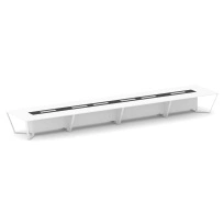 Стол для переговоров прямоугольный Steel Meet KM-PR.B.SP-24 / Тиквуд Светлый – Графит Глянец – Металл Белый / 8000×1600×750