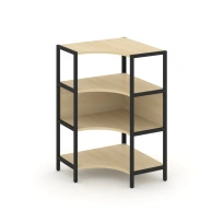Односекционный угловой стеллаж трехъярусный Shelf System SN.STMU-311 Тиквуд Светлый/Металл Черный 810×810×1246