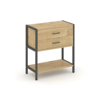 Односекционный стеллаж двухярусный с ящиками Shelf System SN.STM-212 Тиквуд Светлый/Металл Антрацит 810×400×879
