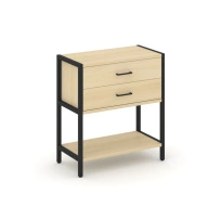 Односекционный стеллаж двухярусный с ящиками Shelf System SN.STM-212 Тиквуд Светлый/Металл Черный 810×400×879