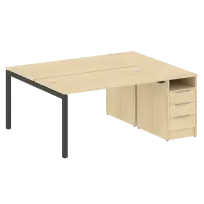 Metal System Quattro Р. ст. с тумбой на П-образном м/к 50БП.РС-СТП-2.3 Акация/Антрацит металл 1812*1475*750