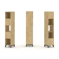 Стеллаж-перегородка двухсторонний высокий пятиярусный Style Project SN.NSD-511 Тиквуд Светлый/Металл Белый 387×400×1982