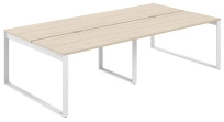 Стол-бенч с вырезом Allegro / 3200×1238×750  / Профиль О-образный: 70×20 Белый / Столешница: Белый / AG.143.WH.V.72.WH