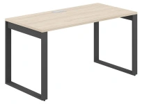 Стол офисный с лючком Allegro / 1600×700×750  / Профиль О-образный: 70×20 Антрацит / Столешница: Белый / AG.106.WH.L.72.AN