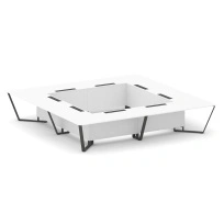 Стол для переговоров квадратный Steel Meet KD-PR.B.SP-20K2 / Тиквуд Светлый – Металл Антрацит / 4000×4000×750