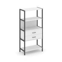 Односекционный стеллаж четырехъярусный с ящиками Shelf System SN.STM-412 Тиквуд Светлый/Металл Антрацит 810×400×1613