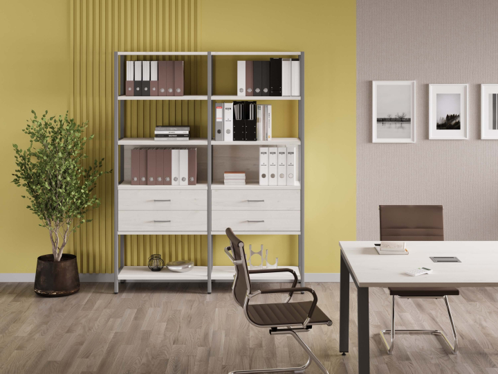 Мебель для персонала Shelf System цвет Дуб Наварра / Металл Серый