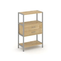 Односекционный стеллаж трехъярусный с ящиками Shelf System SN.STM-312 Тиквуд Светлый/Металл Серый 810×400×1246