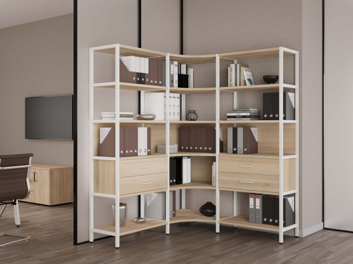 Мебель для персонала Shelf System цвет Акация Лорка / Металл Белый