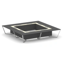 Стол для переговоров квадратный Steel Meet KM-PR.B.SP-20K2 / Тиквуд Светлый – Графит Глянец – Металл Серый / 4000×4000×750