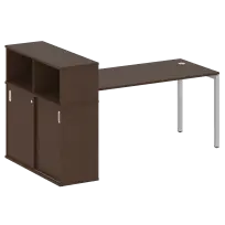 Metal System Стол офисный с шкафом-купе на П-образном м/к БП.РС-СШК-3.4 Т Дуб наварра/Серый металл 2010×1120×1098