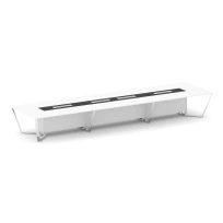 Стол для переговоров прямоугольный Steel Meet MM-PR.B.SP-18 / Тиквуд Светлый – Графит Глянец – Нержавеющая Сталь – Хром / 6000×1600×750